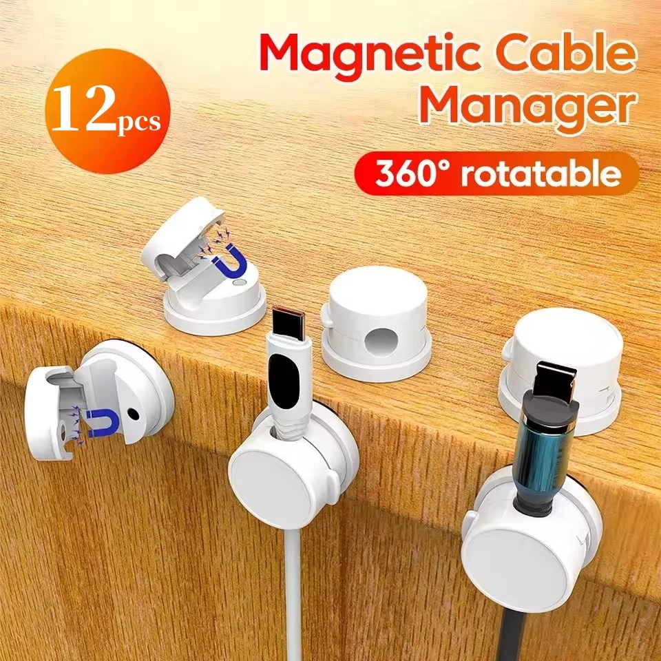 Cable Organizer - 360도 회전식 자석 케이블 클립, 케이블