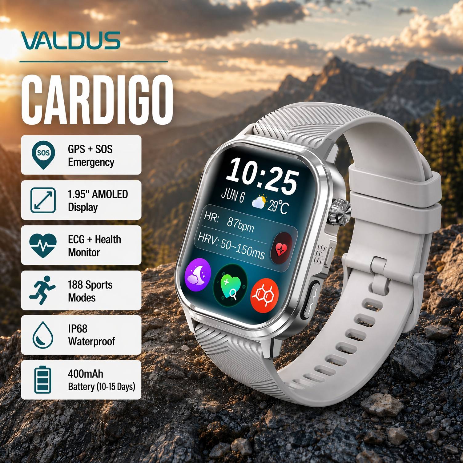 Smart Watch - VALDUS CARDIGO 남녀공용 ECG 건강 스마트워치