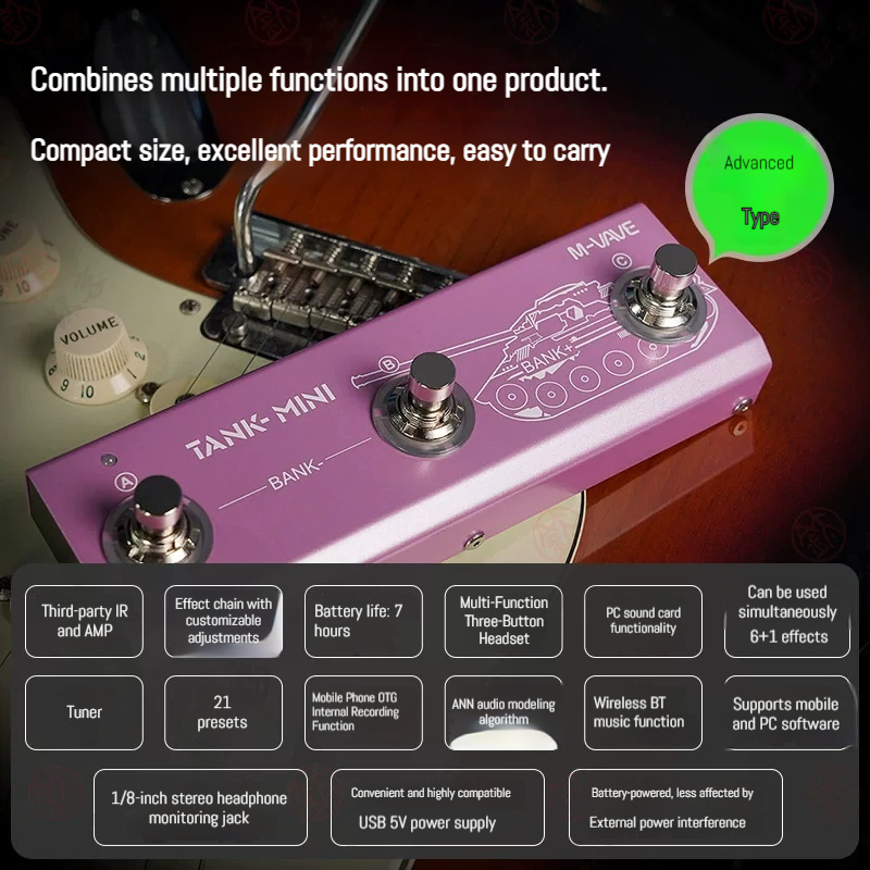 M VAVE 탱크 미니 휴대용 멀티 이펙트 페달, 전기 - Bluetooth Speaker 리뷰 및 가격