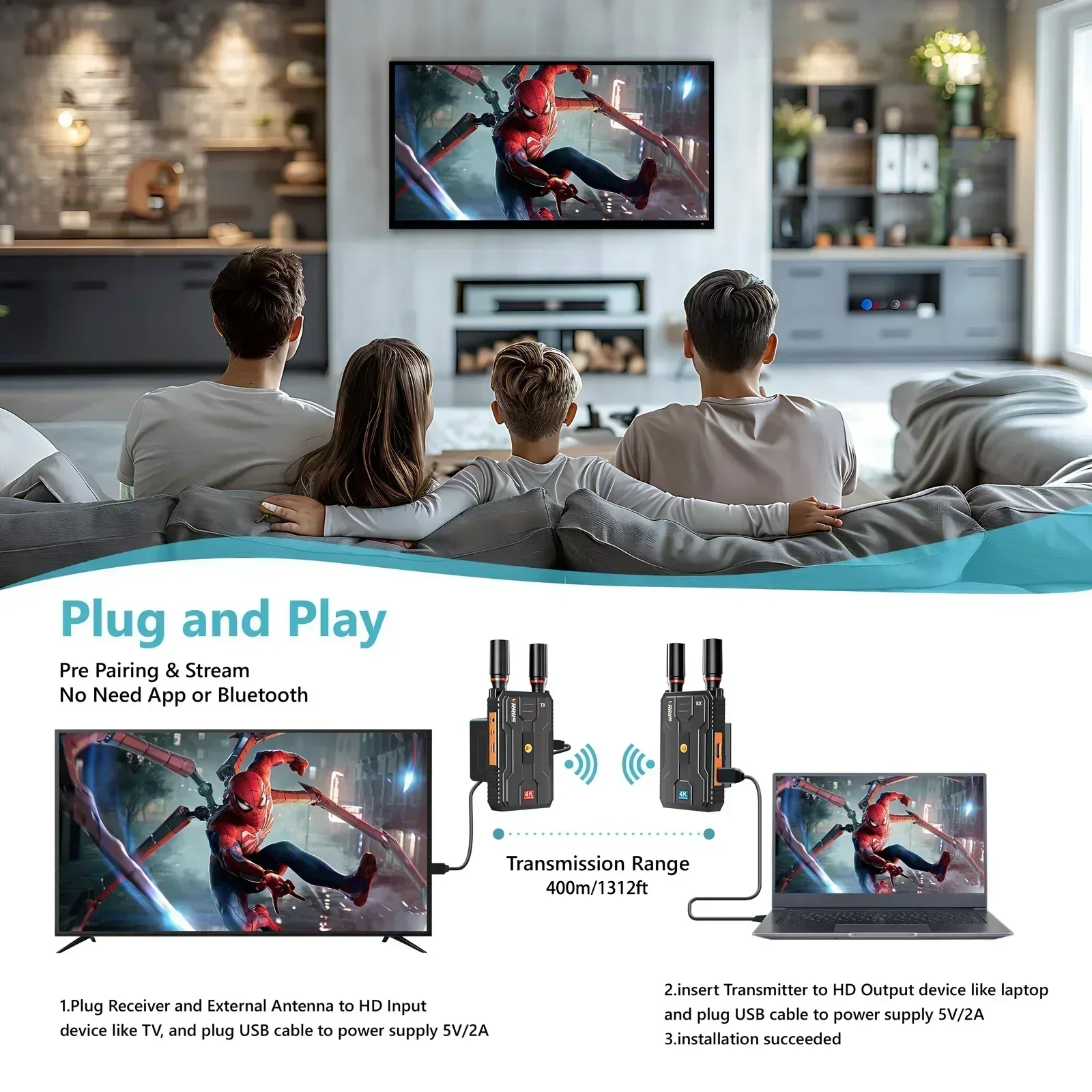 400m 5G 4K 무선 비디오 송신기 수신기 HDMI - Hdmi Adapter 리뷰 및 가격